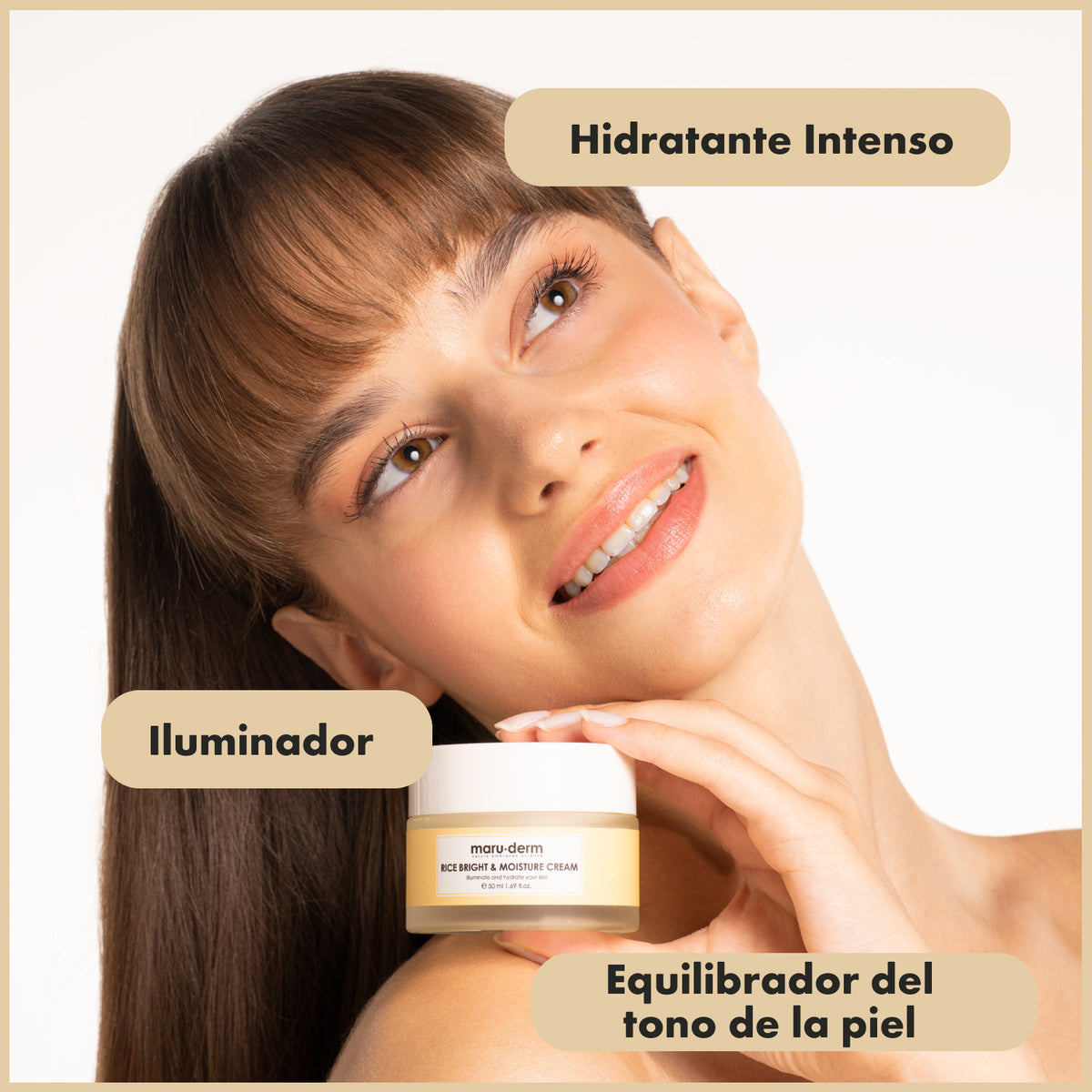 Crema iluminadora hidratante con extracto de arroz. Con ácido hialurónico y ceramidas 50 ml - Maruderm