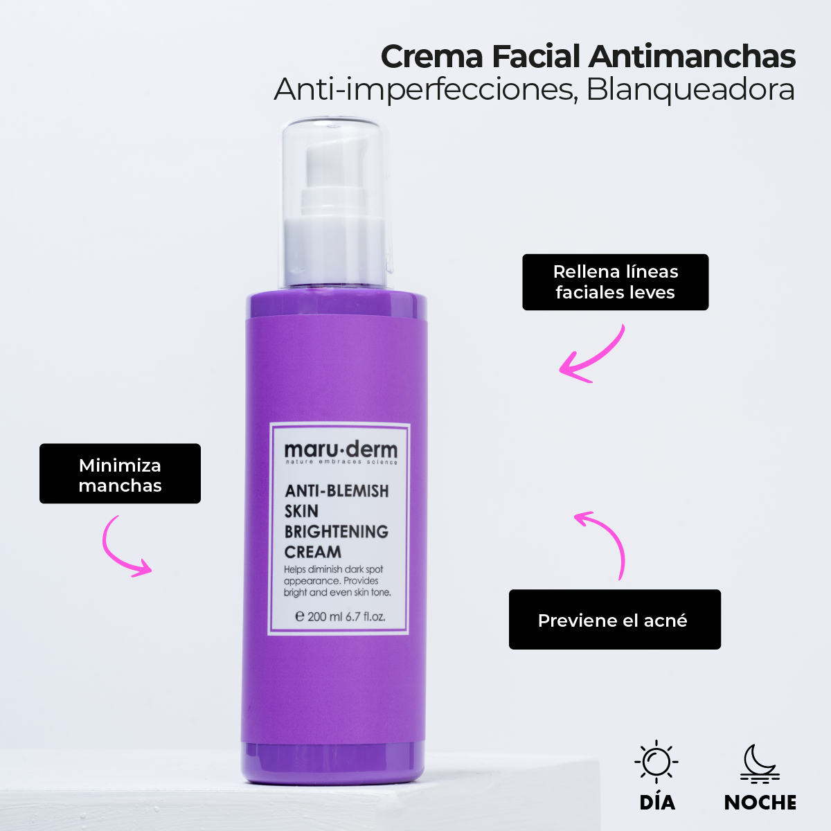 Crema facial Antimanchas. Iluminadora con niacinamida, péptidos y alfa Arbutina 200 ml