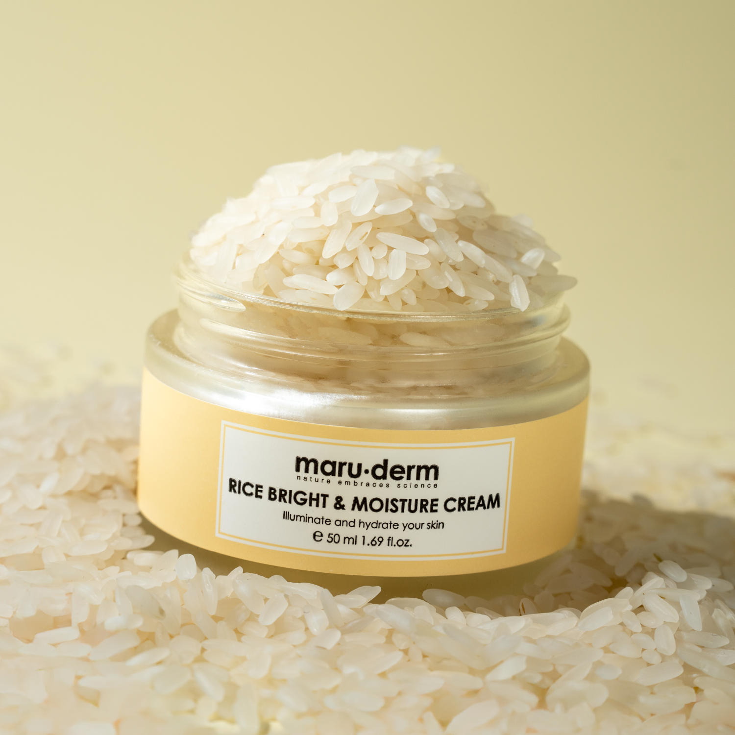 Crema iluminadora hidratante con extracto de arroz. Con ácido hialurónico y ceramidas 50 ml - Maruderm