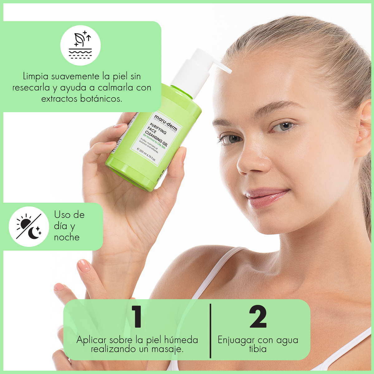 Gel Limpiador Facial con Ácido Salicílico para Piel Normal y Grasa Maruderm 200 ml