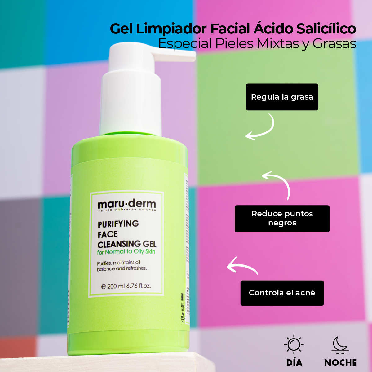 Gel Limpiador Facial con Ácido Salicílico para Piel Normal y Grasa Maruderm 200 ml