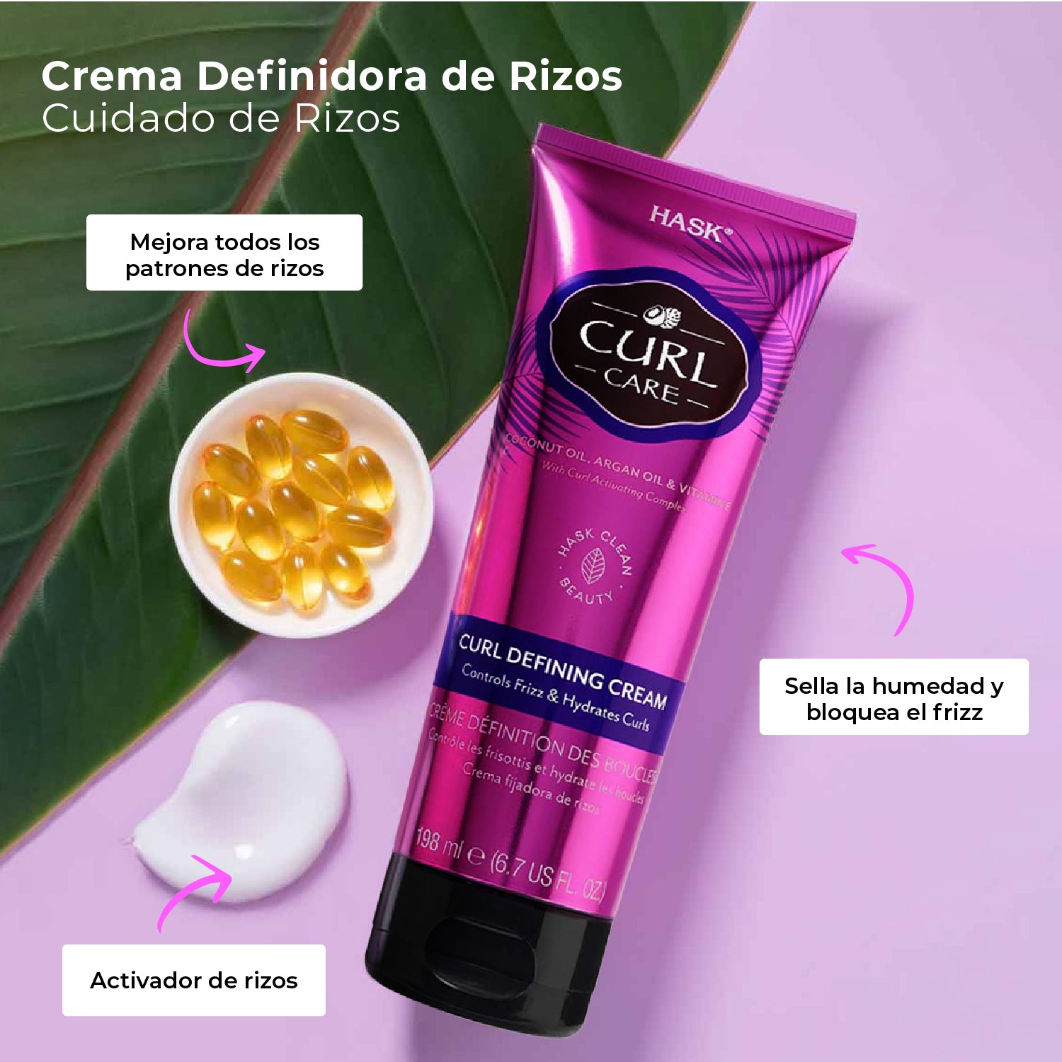 Crema Hidratante y Definidora de Rizos HASK | Cosméticos en línea