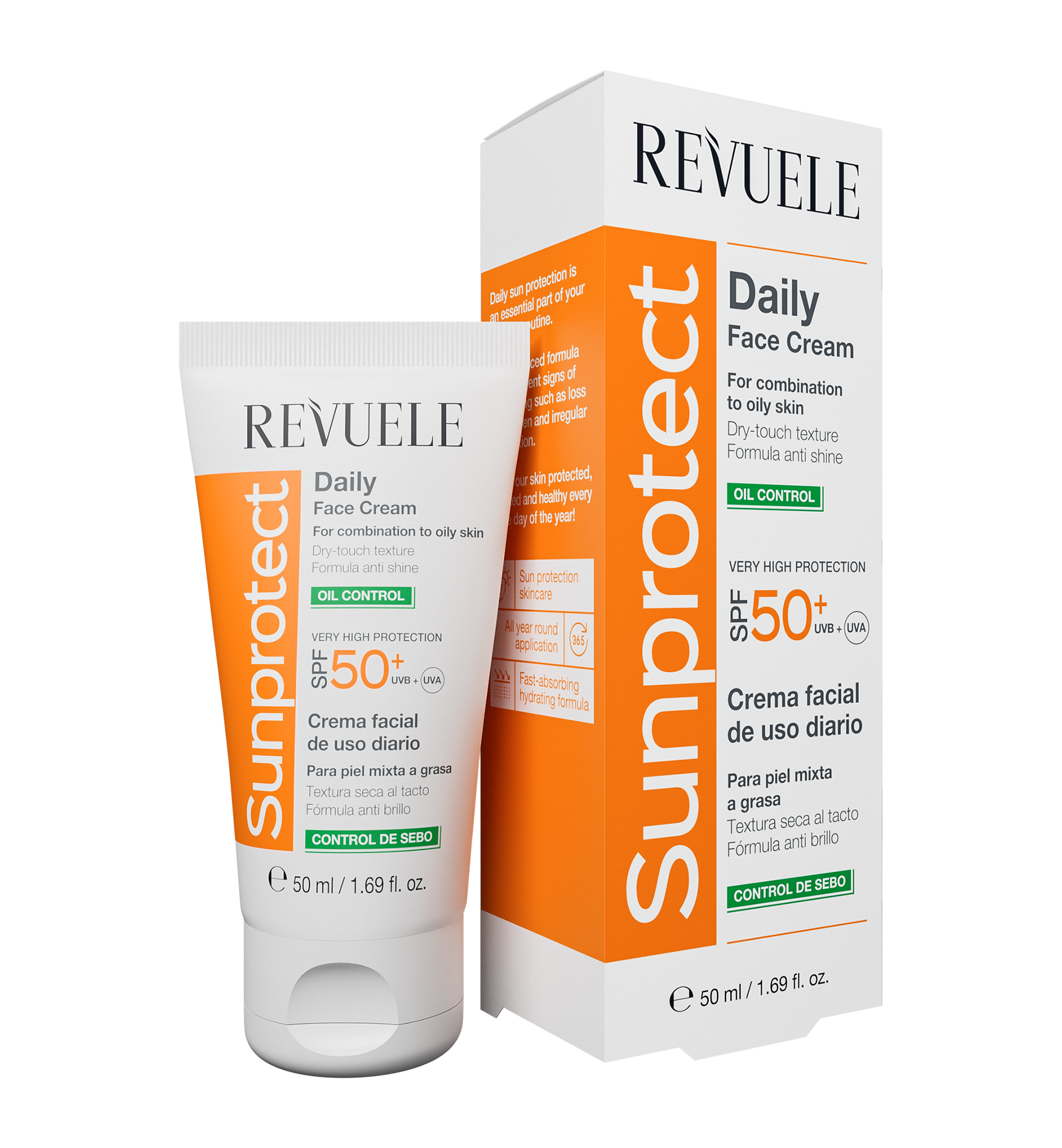 PROTECTOR SOLAR – CONTROL GRASA, SPF 50+ - Revuele