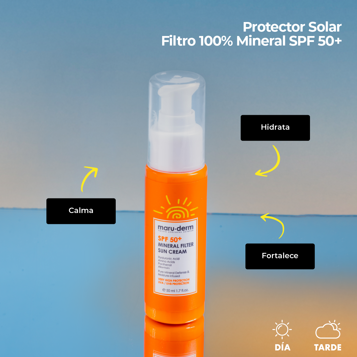 Protector solar SPF 50+ con filtro 100% mineral Maruderm 50 ml