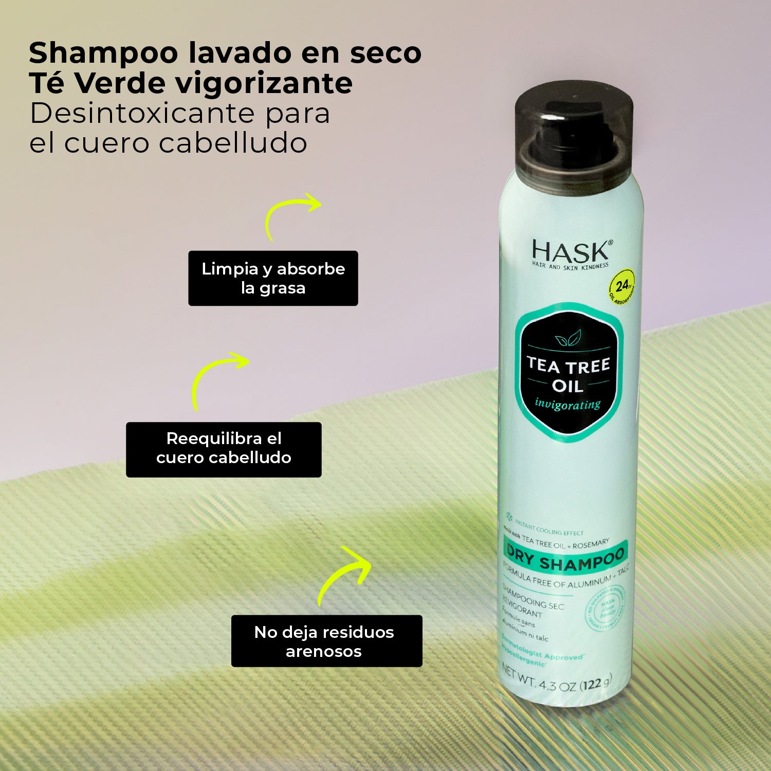Shampoo en Seco Detox con Aceite de Árbol de Té HASK | Cosméticos en línea