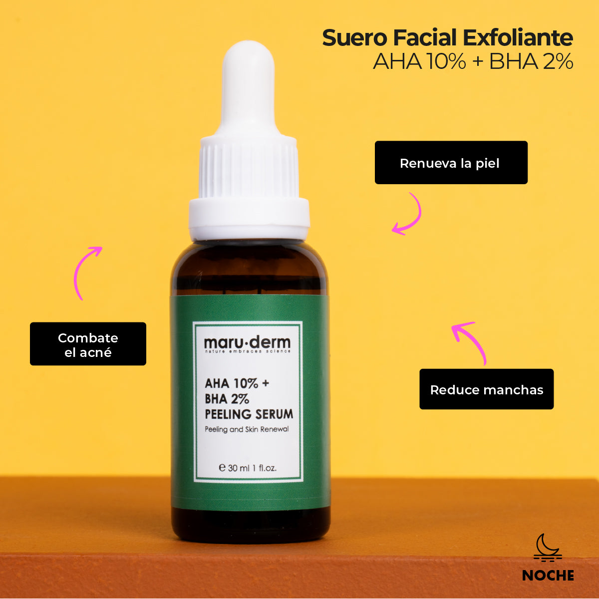 Sérum Facial Exfoliante con AHA 10% + BHA 2% Maruderm 30 ml