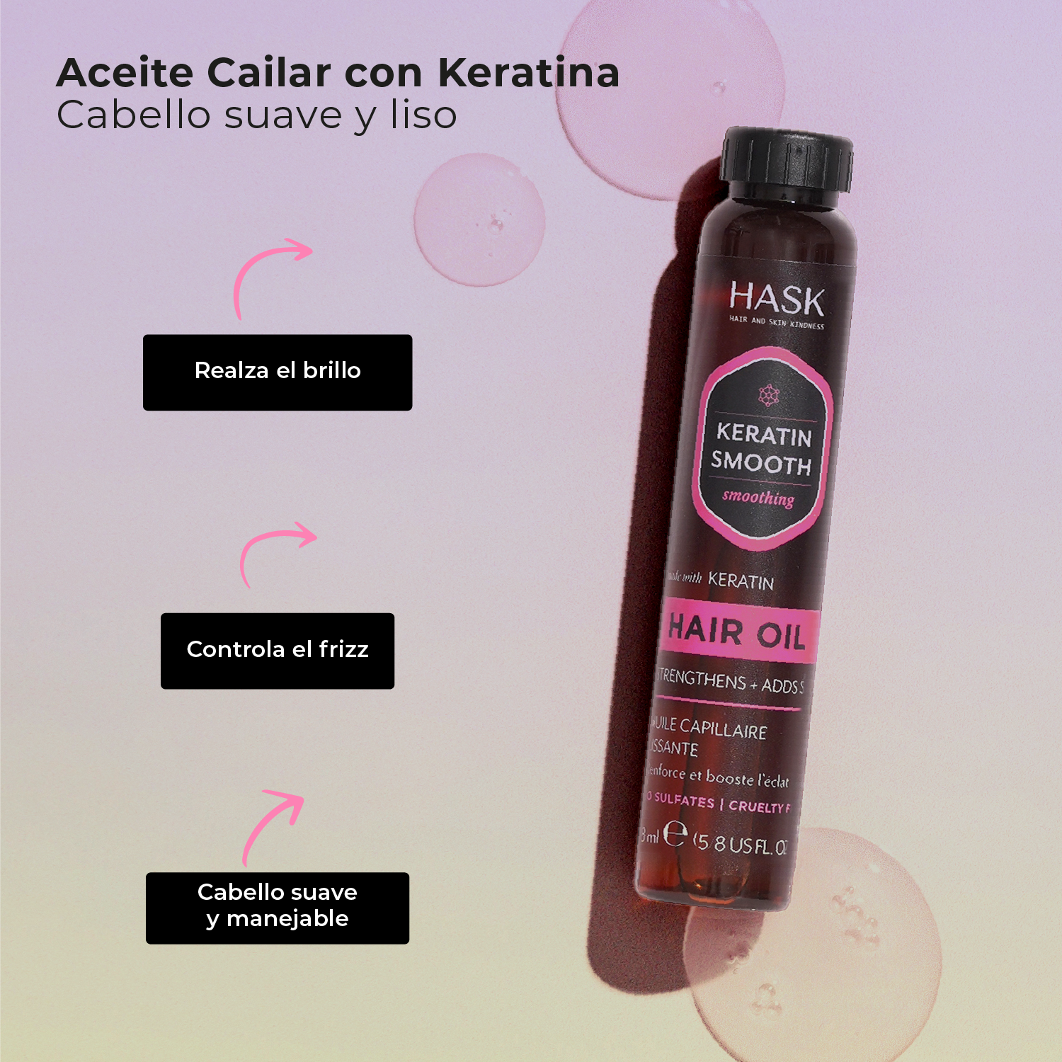Oleo Capilar Suavizante con Keratina HASK | Cosméticos en línea
