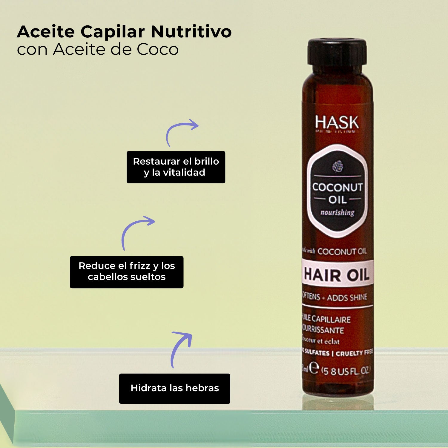 Oleo Capilar Nutritivo con Aceite de Coconut y Monoi HASK | Cosméticos en línea