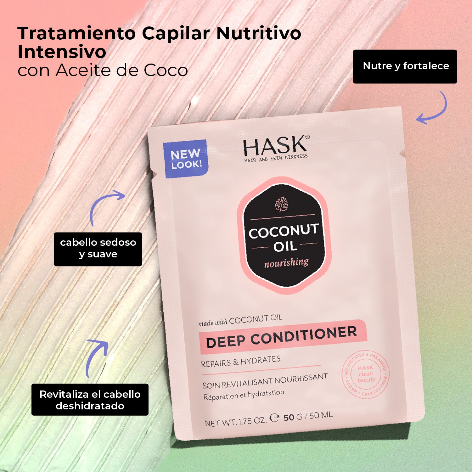 Tratamiento Reparador con Aceite de Coconut y Monoi HASK | Cosméticos en línea