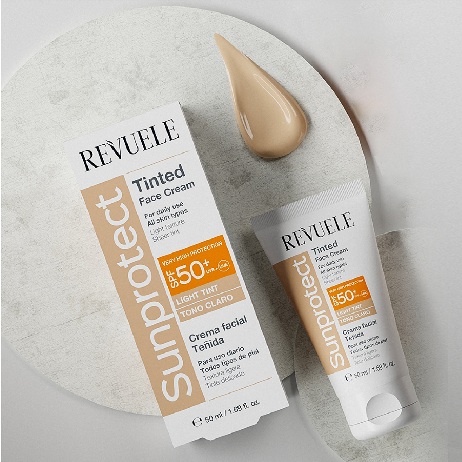 PROTECTOR SOLAR CON COLOR CLARO SPF 50+ DE REVUELE | Cosméticos en línea