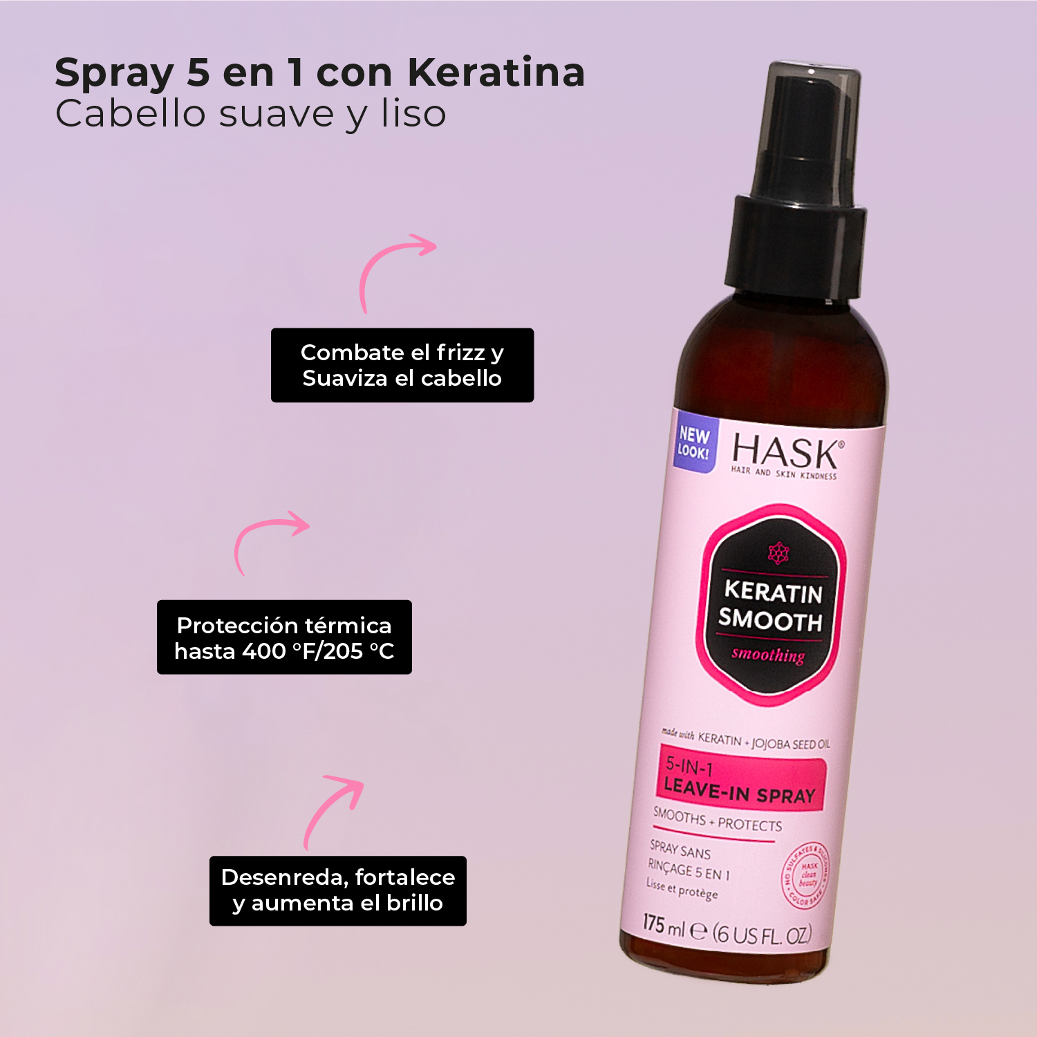 Termoprotector 5 en 1 de Keratina HASK| Cosméticos en línea