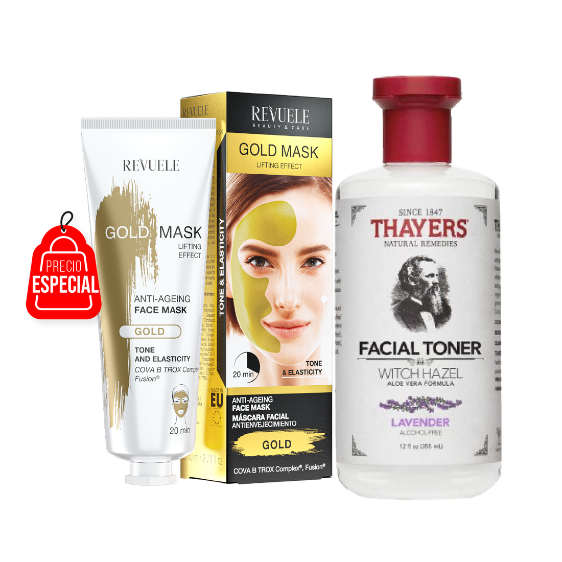 Mascara Dorada con Efecto Lifting + TONICO FACIAL - LAVANDA 12 oz