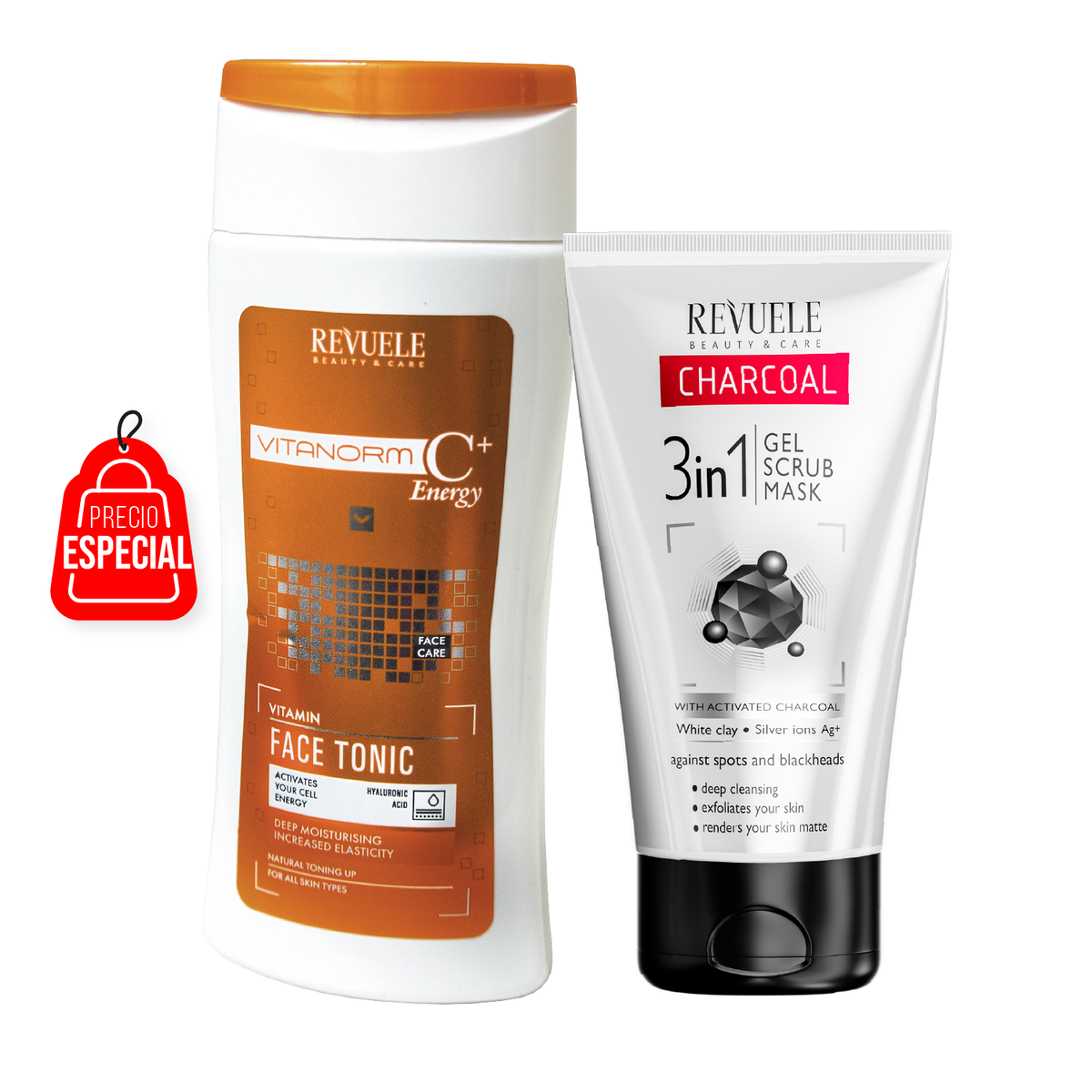 Mascara con Gel Exfoliante 3 en 1 + Tónico Facial con Vitamina C VITANORM C+