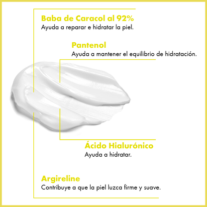 Crema facial reparadora con baba de caracol al 92% – Hidratante y regeneradora de la piel. Maruderm  100 ml.
