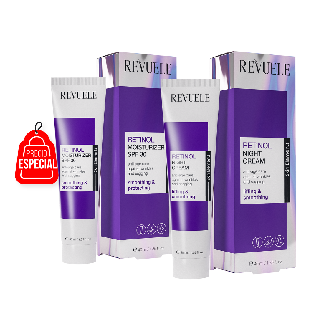 Crema Hidratante con Retinol SPF 30 - Revuele + CREMA DE NOCHE CON RETINOL REVUELE 40ML