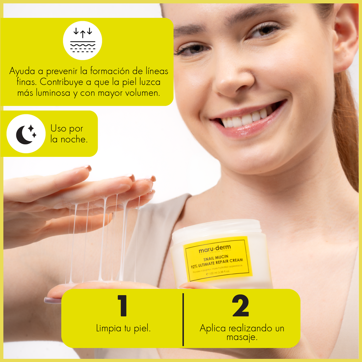Crema facial reparadora con baba de caracol al 92% – Hidratante y regeneradora de la piel. Maruderm  100 ml.