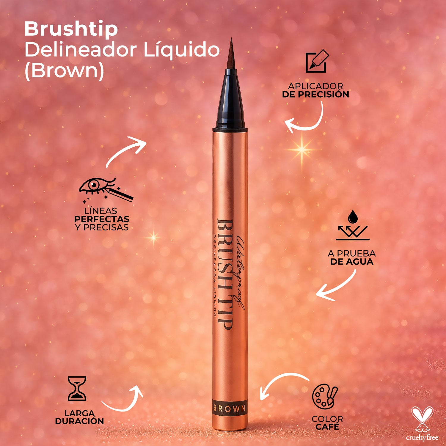 Delineador liquido Brushtip Café Ali Makeup | Cosméticos en línea