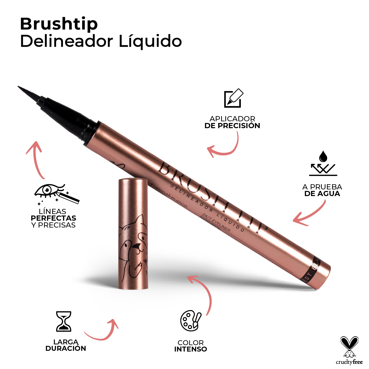 Delineador liquido Brushtip Negro Ali Makeup | Cosméticos en línea