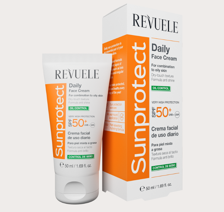 REVUELE Filtro Solar Facial Diaria – Control de Grasa, SPF 50+