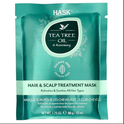 HASK Máscara Tratamiento para el Cabello y el Cuero Cabelludo con Aceite de Árbol de Té y Romero 1.75 Oz