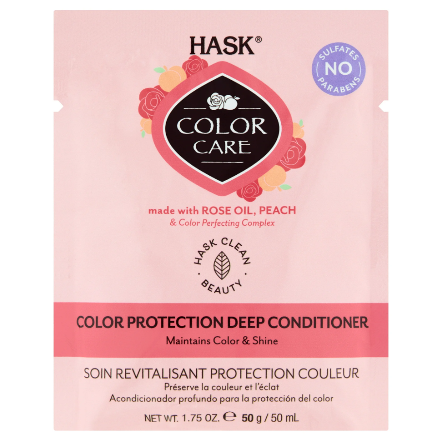 HASK Acondicionador Profundo Libre de Sulfatos Color Care con Aceite de Rosa y Durazno, 1.75 oz