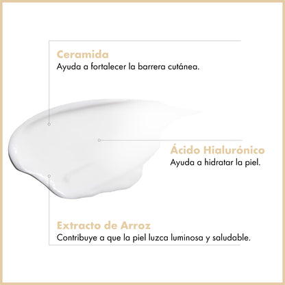 Crema iluminadora hidratante con extracto de arroz. Con ácido hialurónico y ceramidas 50 ml - Maruderm