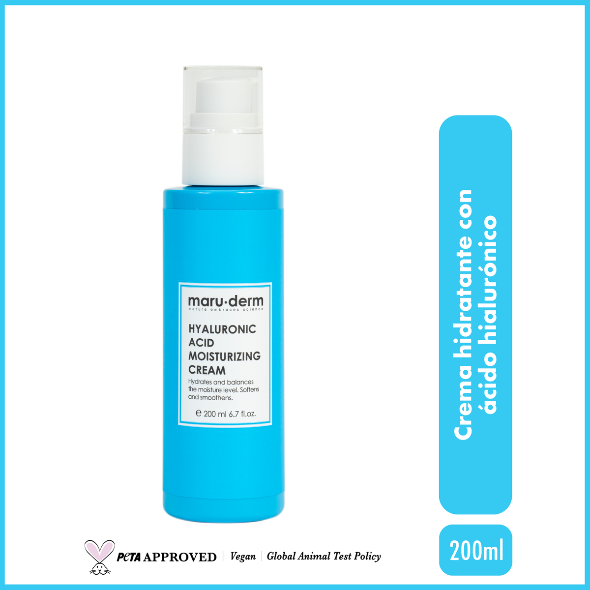 Crema hidratante para el cuidado de la piel con ácido hialurónico Maruderm 200 ml