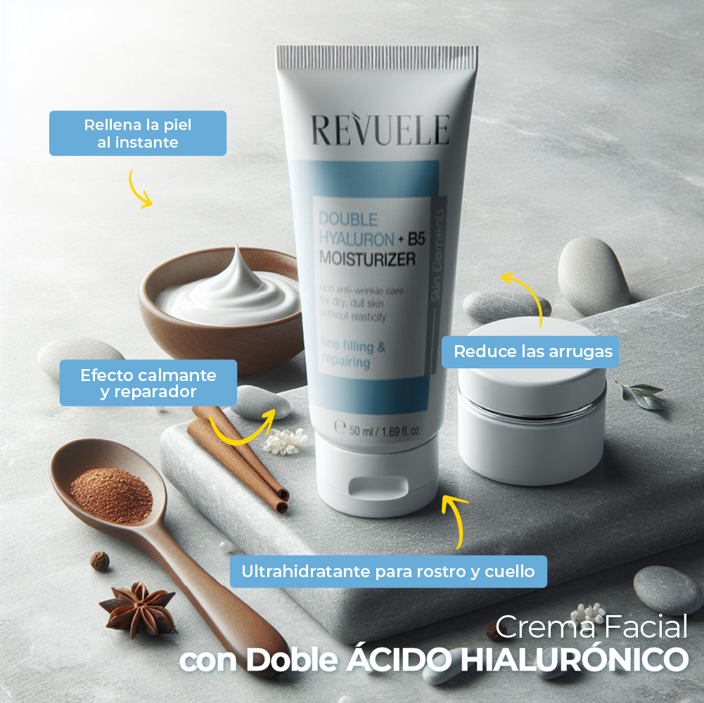 Crema Hidratante Doble Ácido Hialurónico + Vitamina B5 - REVUELE