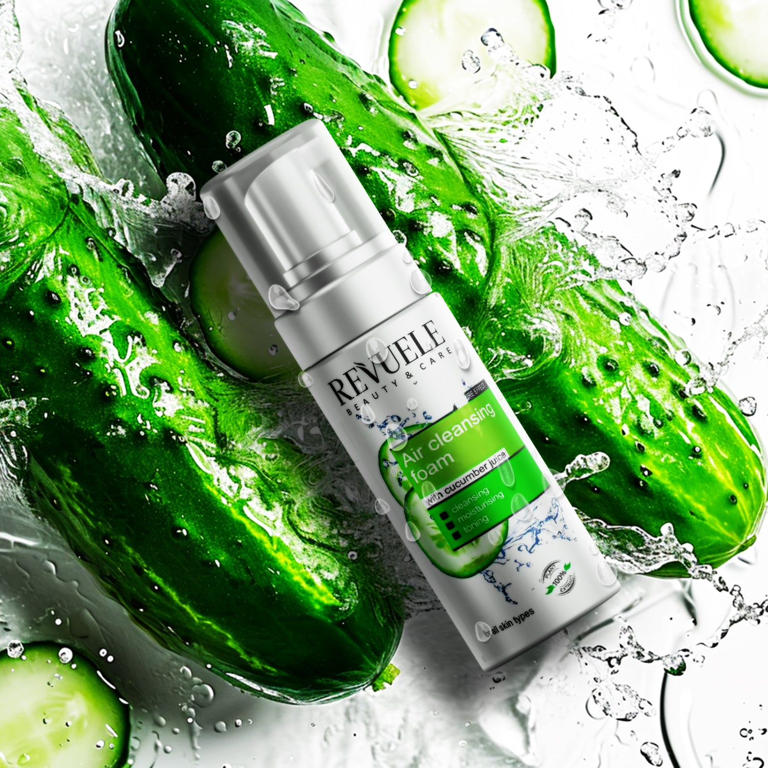 REVUELE Espuma Limpiadora con Extracto de Pepino