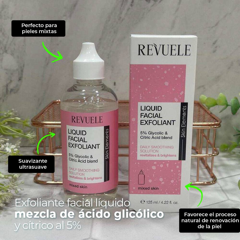 Exfoliante Facial Líquido con Ácido Glicólico y Cítrico (5%) - Revuele