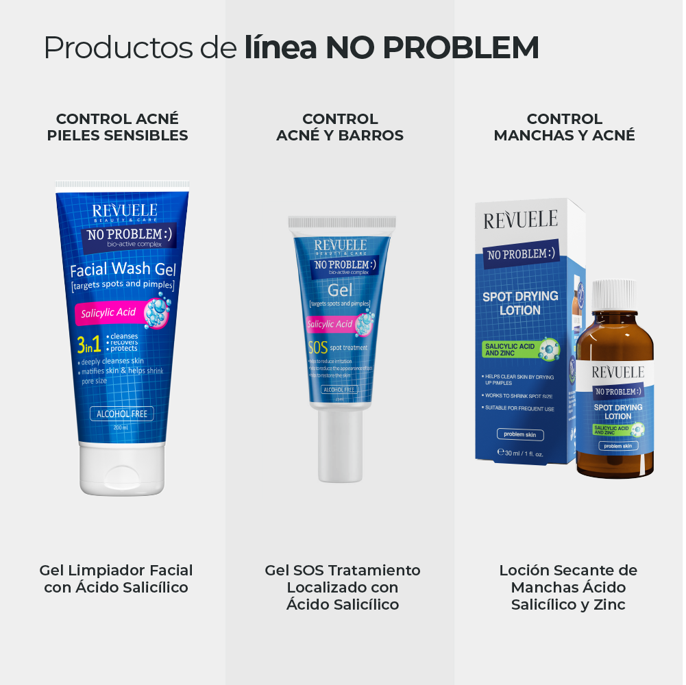 Gel limpiador a base de Té Verde, Anti Acné y puntos negros - Revuele