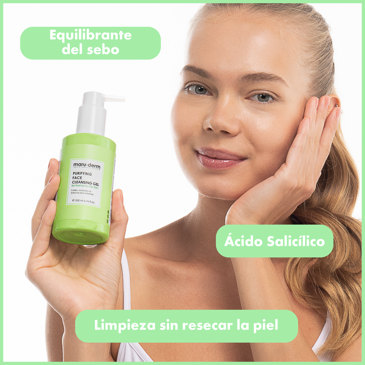 Gel Limpiador Facial con Ácido Salicílico para Piel Normal y Grasa Maruderm 200 ml
