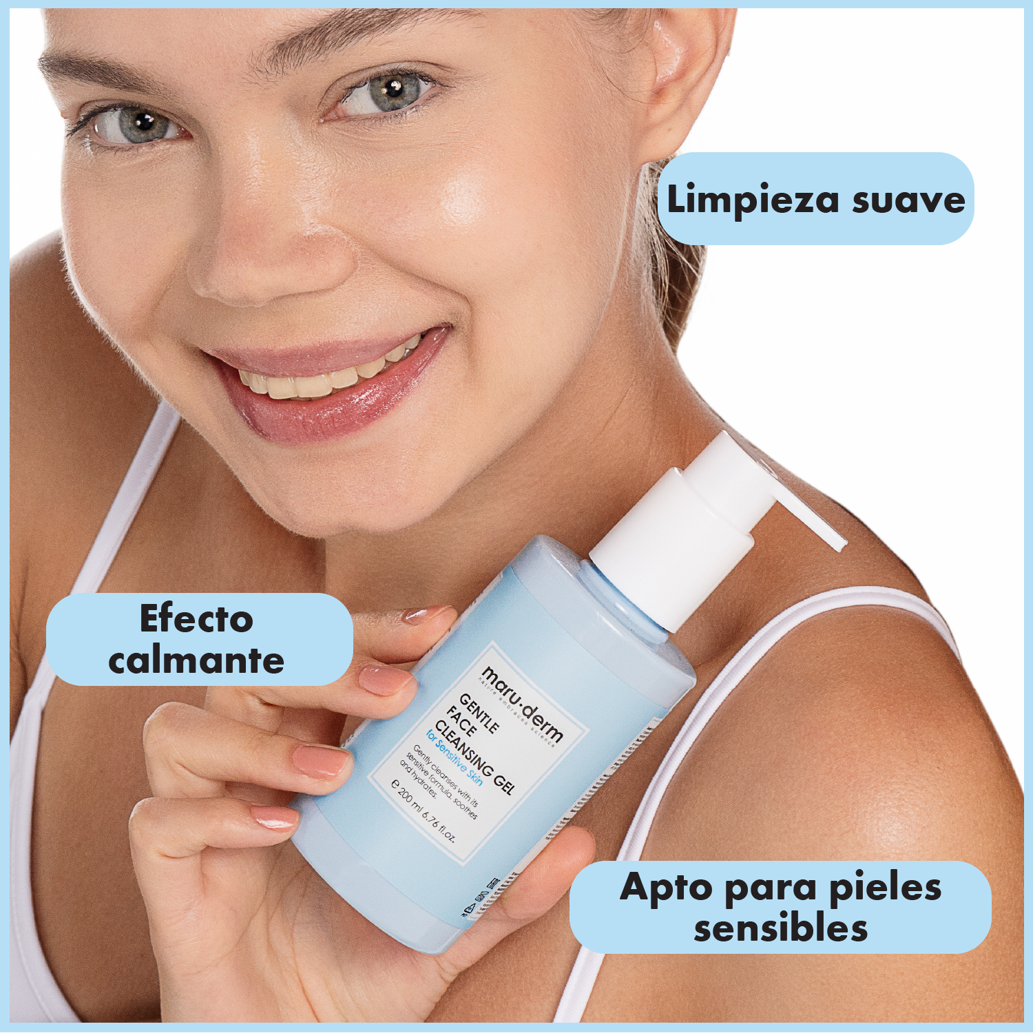 Gel limpiador facial Maruderm para pieles sensibles y atópicas – Limpiador suave con pantenol 200 ml