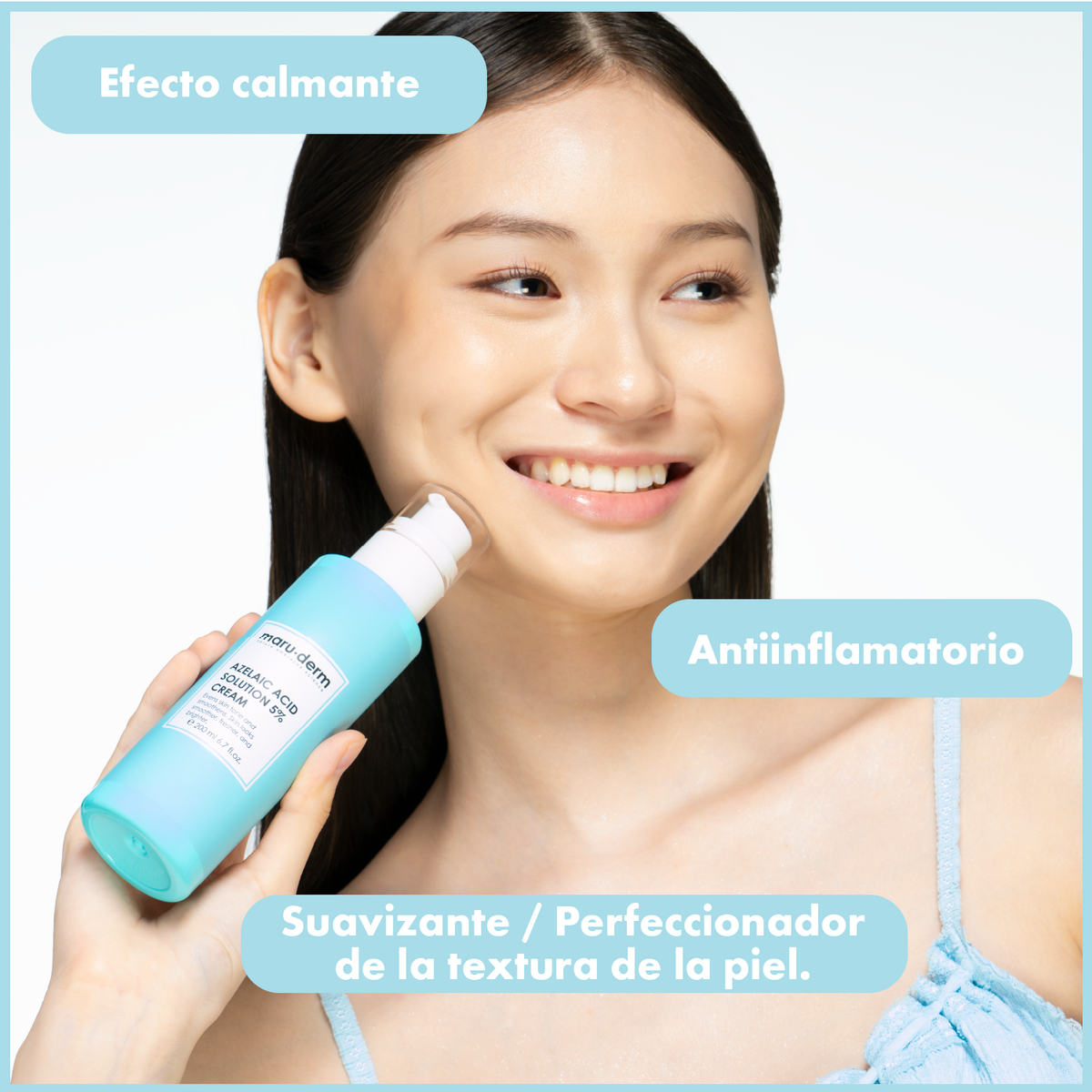 Crema facial hidratante con ácido azelaico al 5% de Maruderm – Antienrojecimiento y unificador del tono de la piel 200 ml
