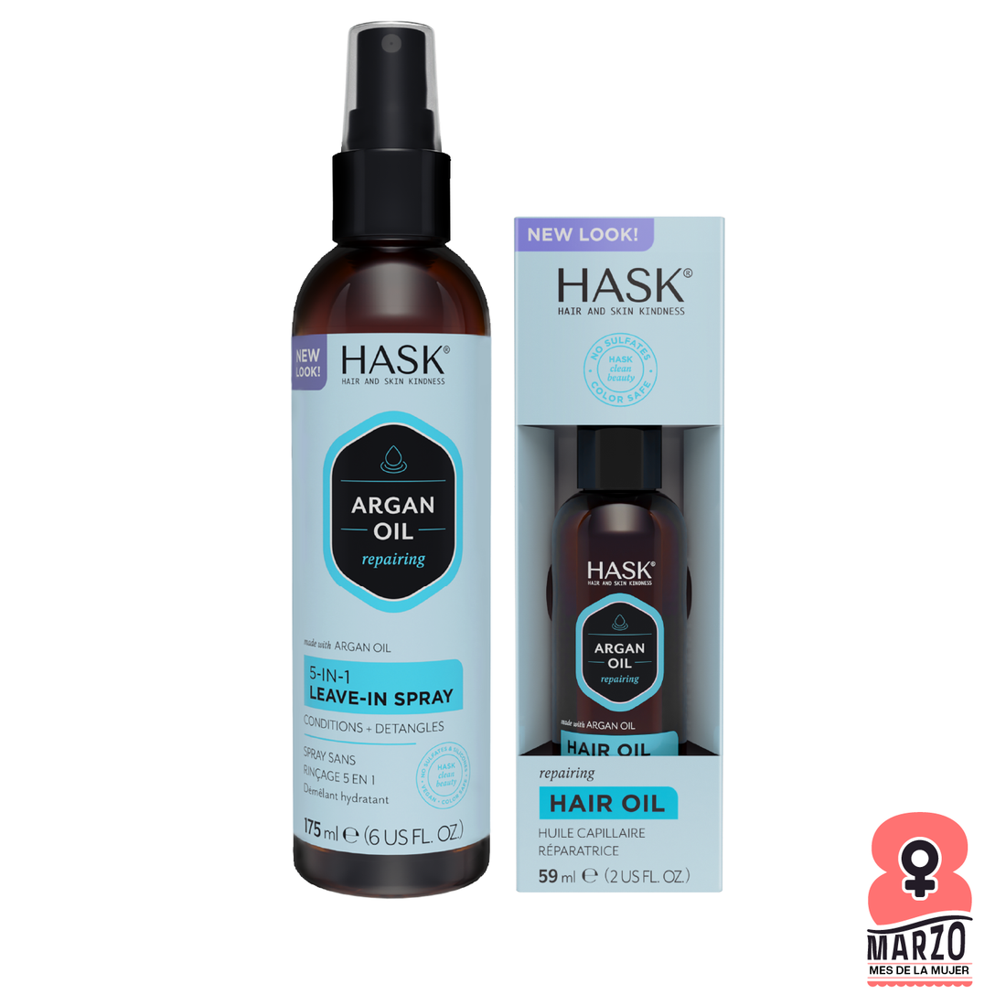 Kit Capilar HASK  Termoprotector 5 en 1 + Óleo de Argán 59ml + Obsequio