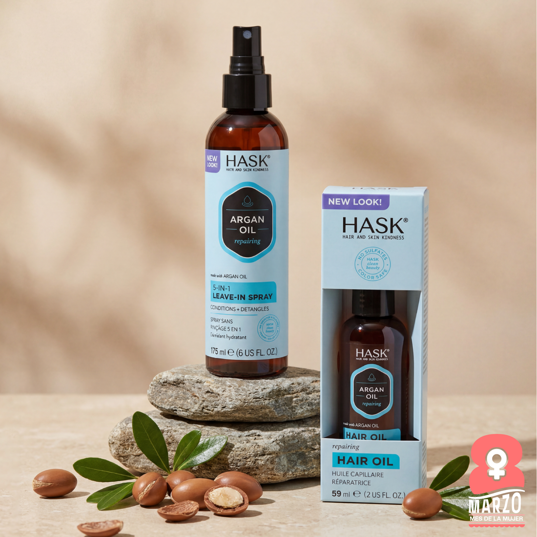 Kit Capilar HASK  Termoprotector 5 en 1 + Óleo de Argán 59ml + Obsequio