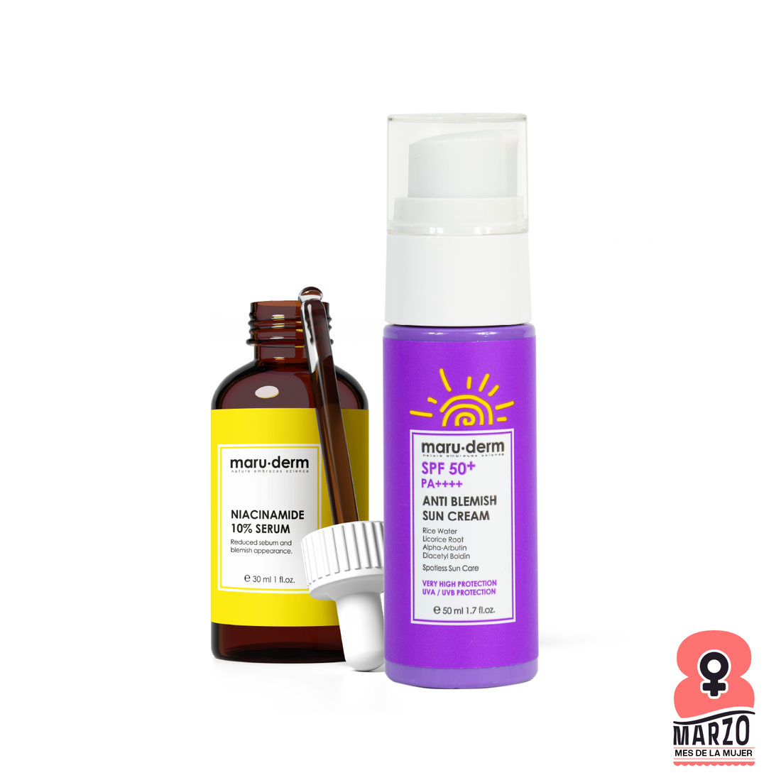 Dúo Maruderm Niacinamida + Protector Solar Antimanchas | Cosméticos en Línea
