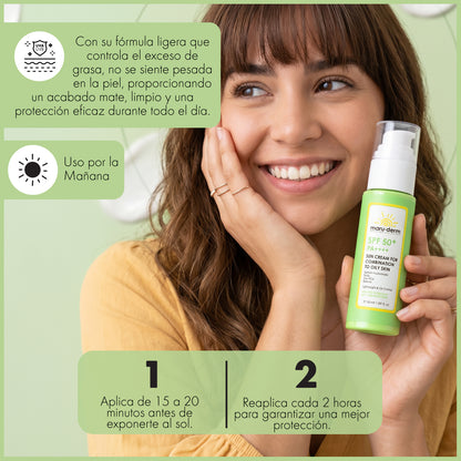 Protector solar SPF 50+ para piel mixta y grasa. PA++++ / Filtro coreano de nueva generación, 50 ml - Maruderm