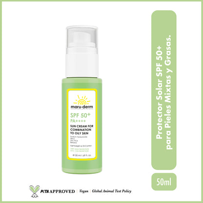 Protector solar SPF 50+ para piel mixta y grasa. PA++++ / Filtro coreano de nueva generación, 50 ml - Maruderm