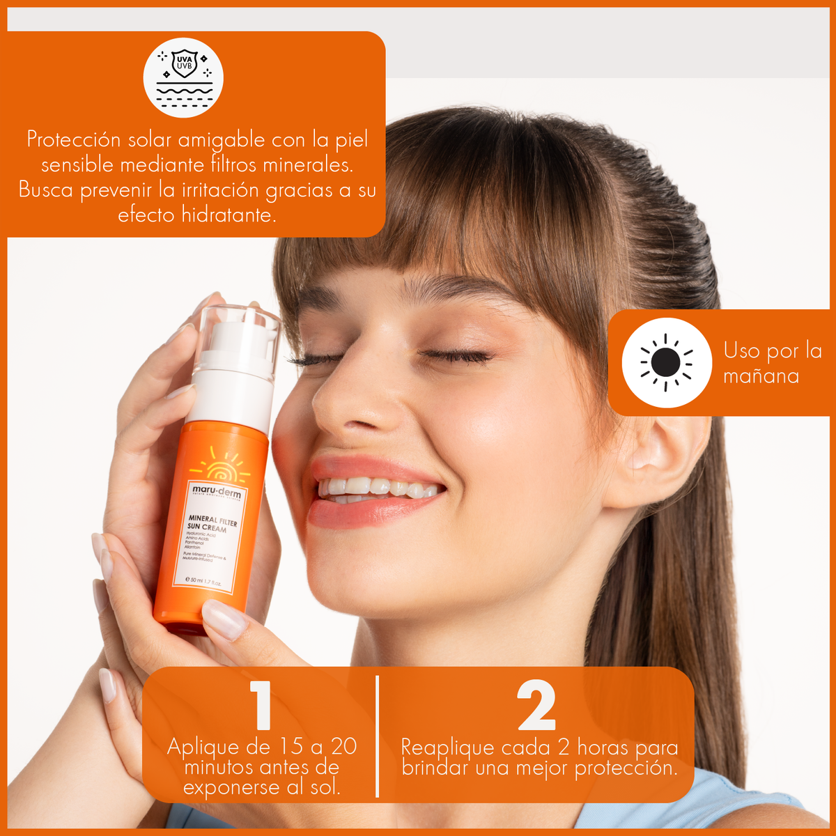 Protector solar SPF 50+ con filtro 100% mineral Maruderm 50 ml