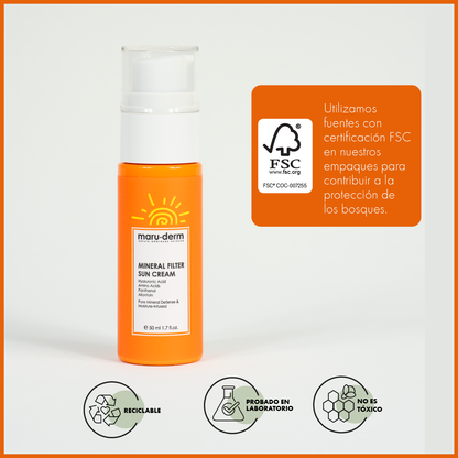Protector solar SPF 50+ con filtro 100% mineral Maruderm 50 ml