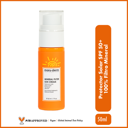 Protector solar SPF 50+ con filtro 100% mineral Maruderm 50 ml