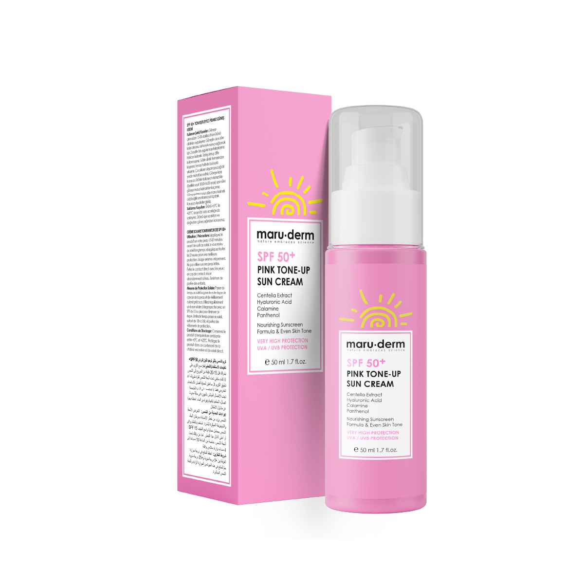 Protector Solar tonificante con tono Rosa  SPF50+  Maruderm 50mL