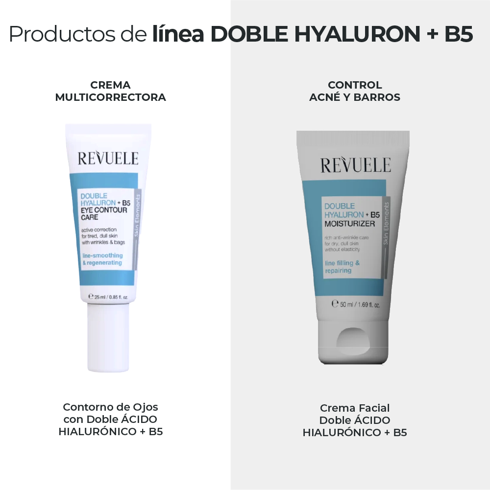 Suero Facial DOBLE ÁCIDO HIALURÓNICO + B5: Hidratación y Restauración Profunda - Revuele