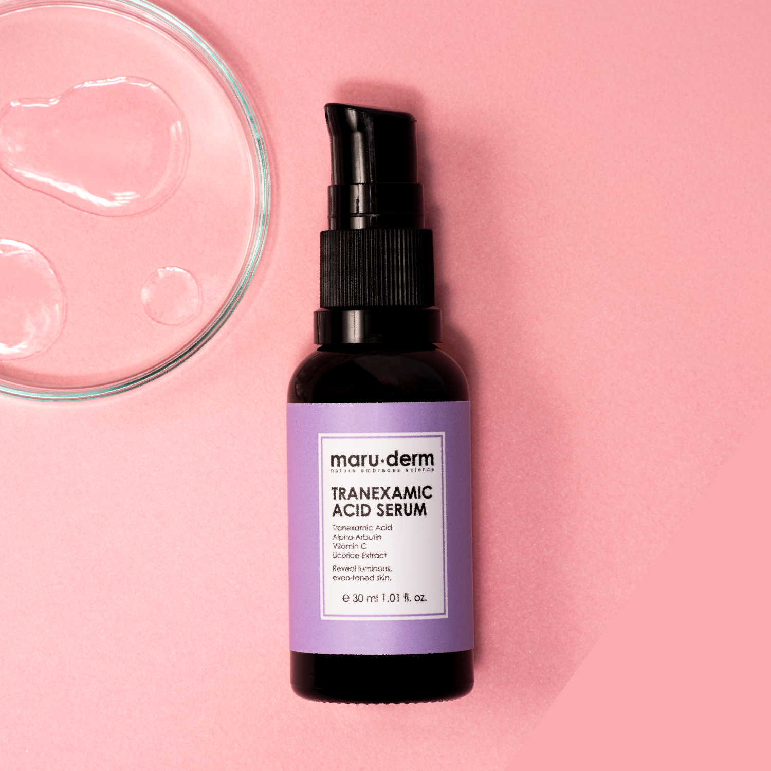 Sérum antimanchas con ácido tranexámico. Unificador e iluminador del tono de la piel con alfa arbutina y vitamina C 30ml - Maruderm