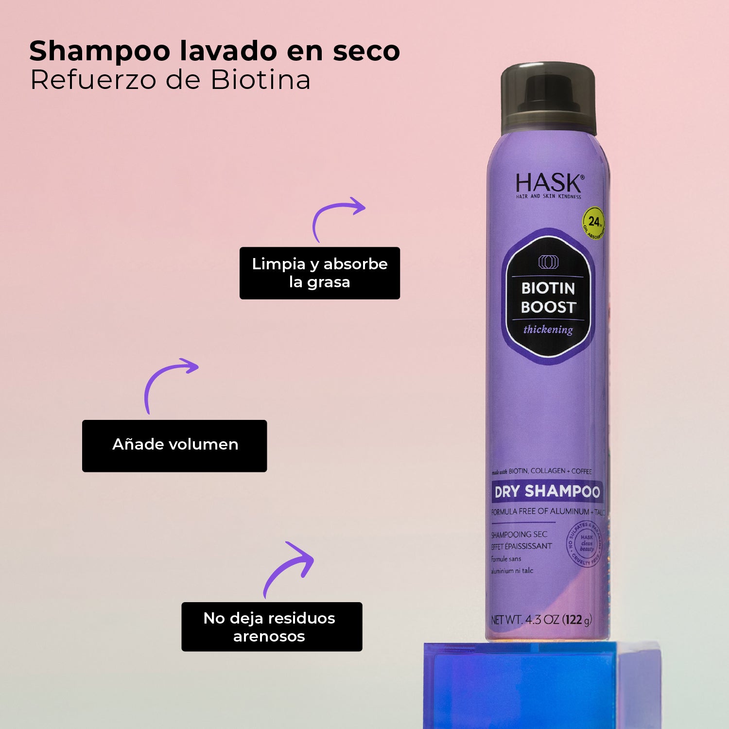 Shampoo en Seco Engrosador con Biotina HASK | Cosméticos en línea