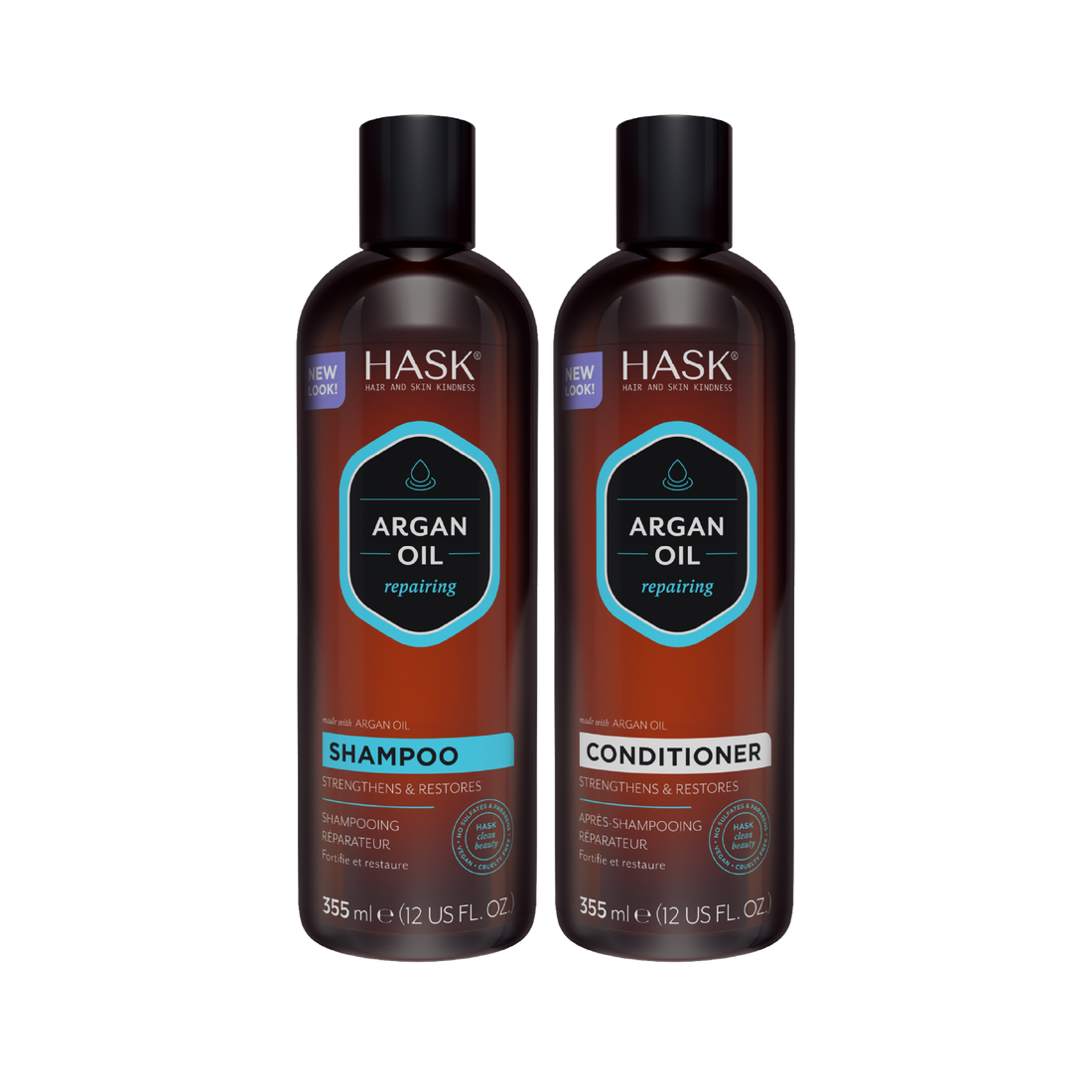 Kit Shampoo + Acondicionador Aceite de Argán HASK – Reparación, Hidratación y Brillo