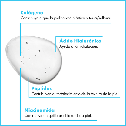 Sérum antiedad para el cuidado de la piel Maruderm con 2 % de ácido hialurónico y 5 % de colágeno, 30 ml.