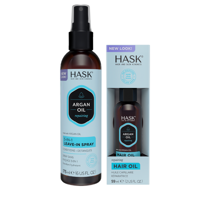 Kit Capilar HASK  Termoprotector 5 en 1 + Óleo de Argán 59ml + Obsequio