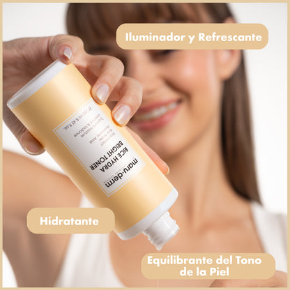 Tónico iluminador hidratante con extracto de arroz - con ácido hialurónico y centella asiática 250 ml - Maruderm